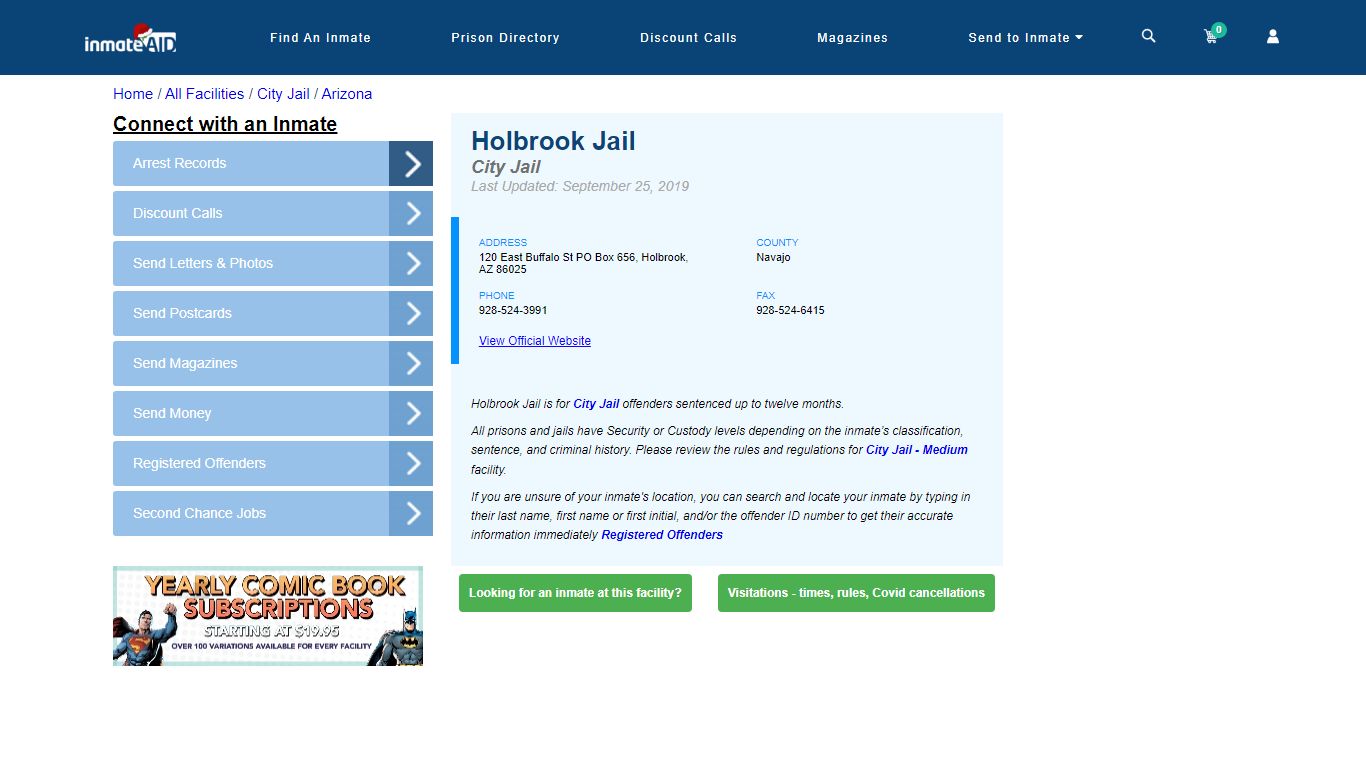 Holbrook Jail | Inmate Locator